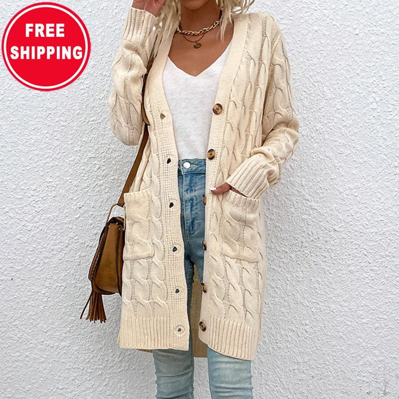 

2021 Autumn Winter Knitwear Loose Plus Size Long Thickened Large Pocket Lady Cardigan Sweater Women, Leopard, snake, camouflage, a1, a2, a3, a4