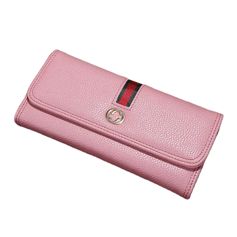 

Wholesale long coin purse Korean version fashion PU leather money credit card long women wallet, As pictures