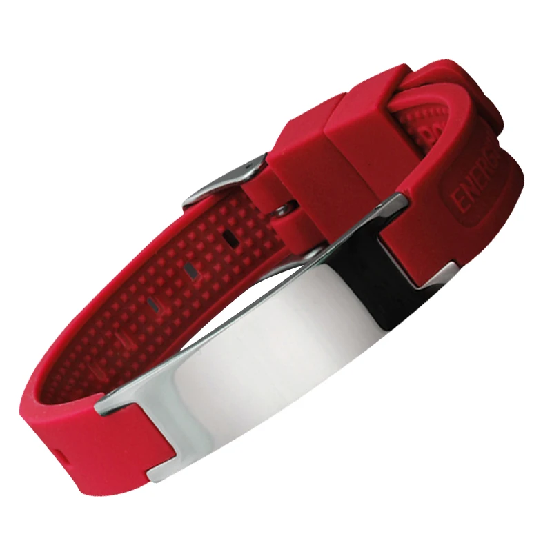 

Adjustable Waterproof Wristband Customized Silicone Bracelet with Metal Clasp and Laser Logo, Various color option