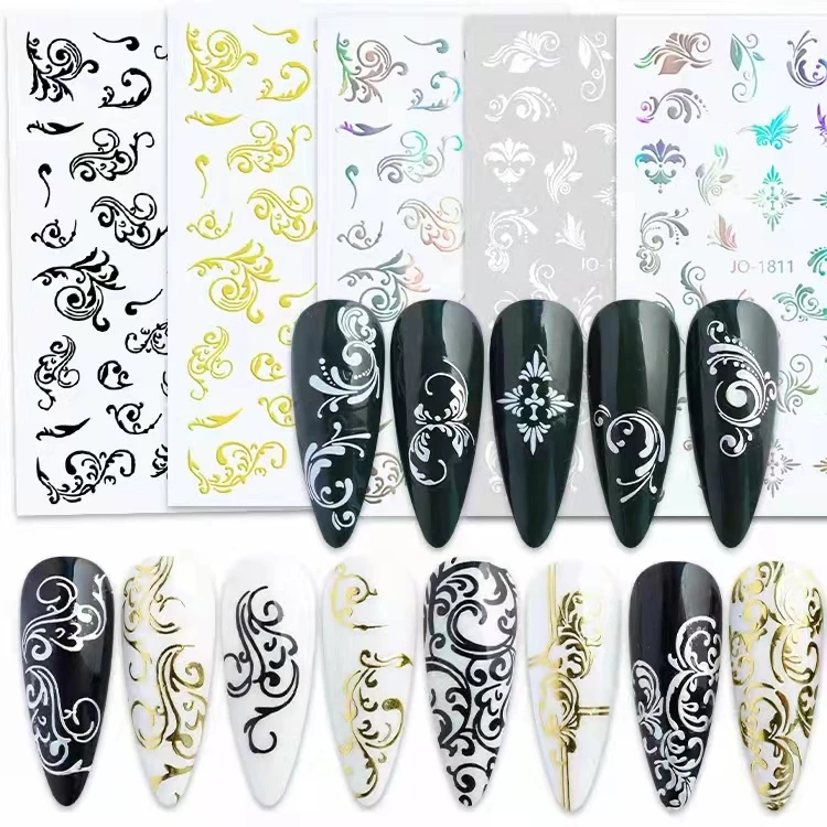 

New high quality fast delivery 3D self-adhesive four-color flower pattern nail stickers, 4 colors