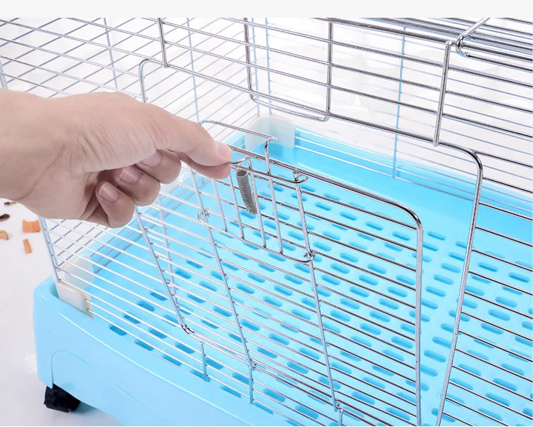 Galvanized Welded Wire Mesh Rabbit Cage With Plastic Tray And Hook Hang