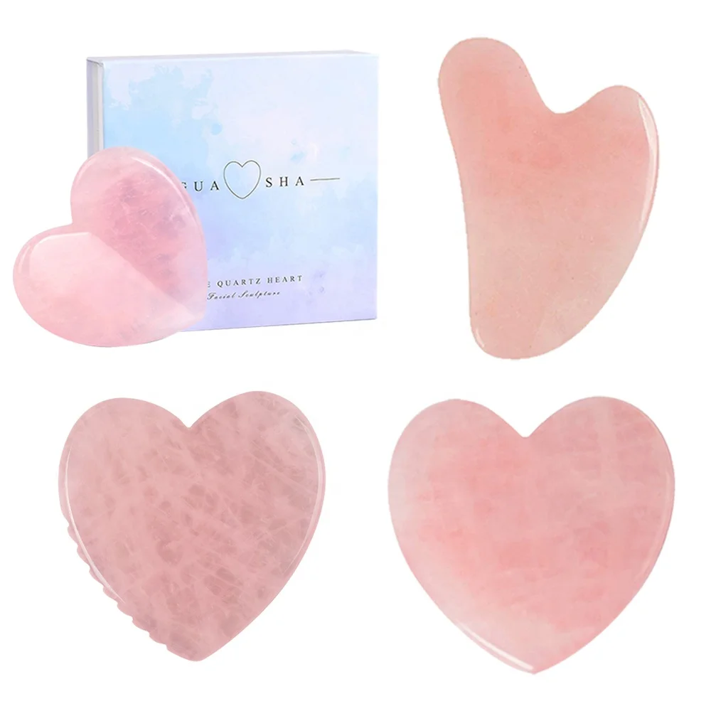 

SPA Slimmer Rose Quartz Heart Shaped Gua Sha Tool Hot Selling Massage