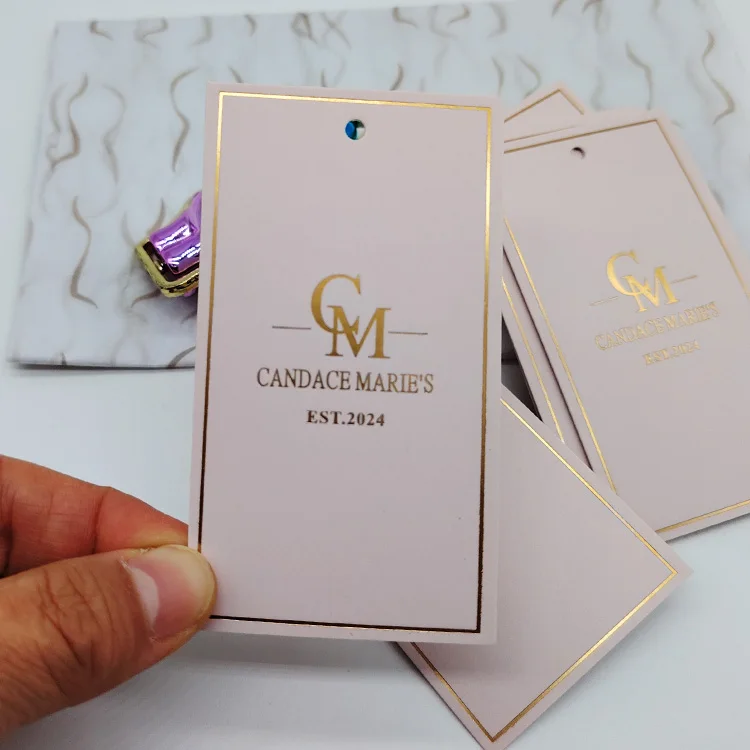 Customized Factory Gold Foil Sales Hangtag for Scrunches Tag Christmas Swing Tags