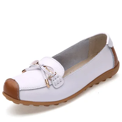 

Fashion Leather Women's Shoe Flat Casual Shoes Anti-Slip Hospital Work Nurse Shoes, 3 colors