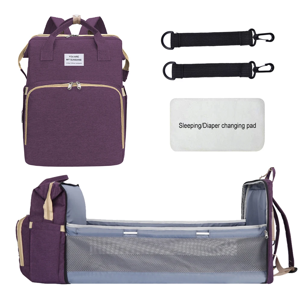 

Portable Diaper Bag Folding Baby Travel Large Backpack Baby Bed Diaper Changing Table Pads for Mom Dad Baby