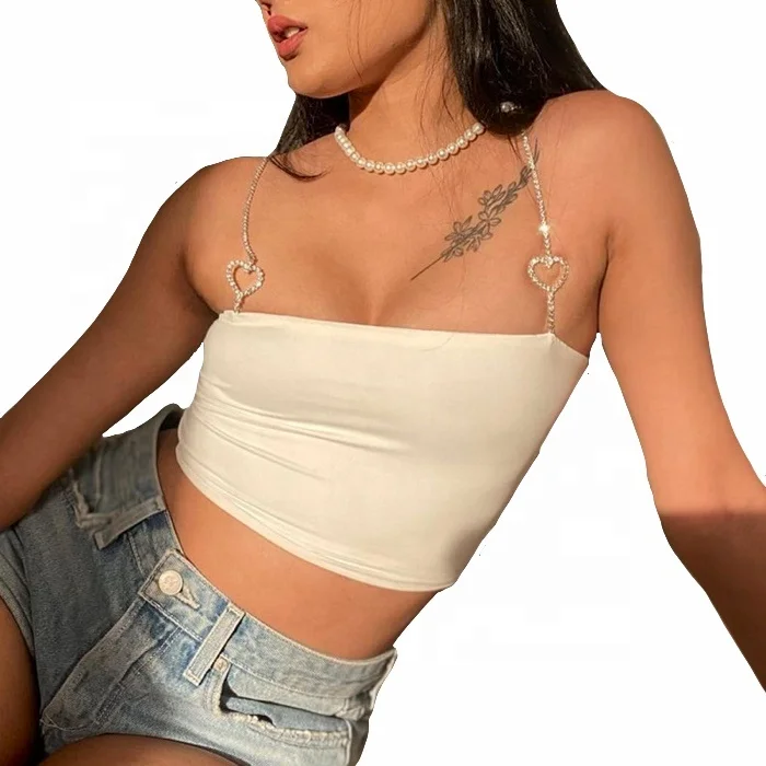 

women 2021 summer crop tops rhinestone y2k black pink white fresh tank tops