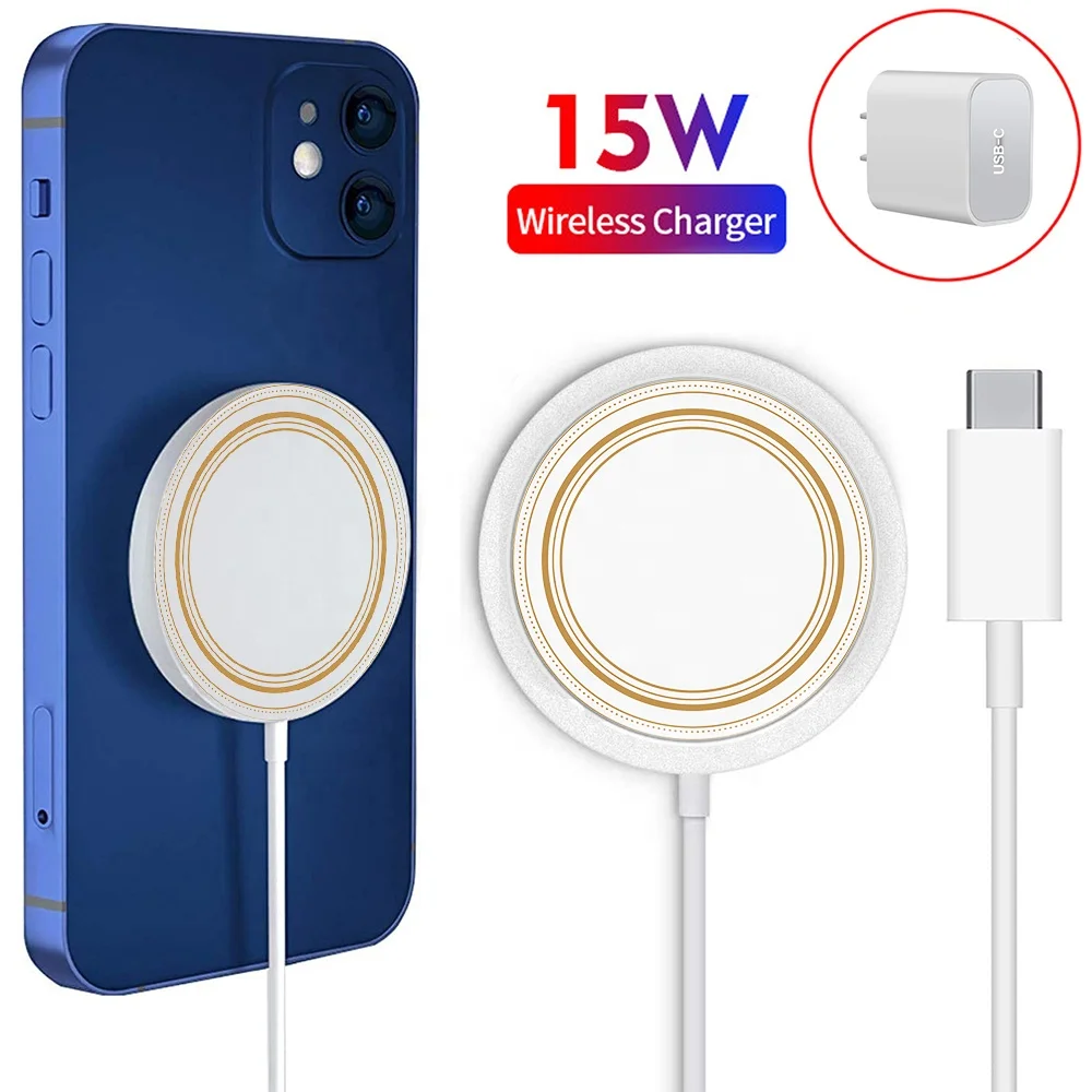 

10W 15W Qi Mini Wireless Charger for Mobile Phone Holder Wireless Charger 15W Fast Wireless Charger Magnetic For iPhone 12, White