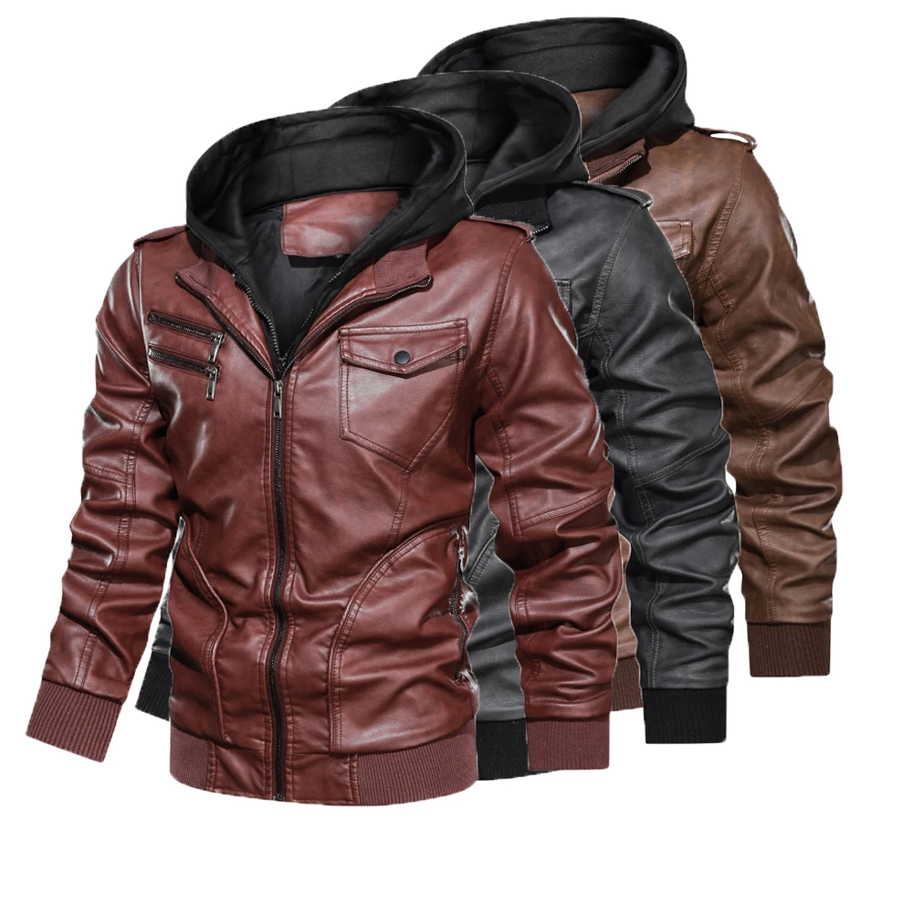 

9020 European Size New Arrive Biker Jacket Outdoor Standing Collar Plus Size PU Leather Jacket For Men Stylish, Picture color