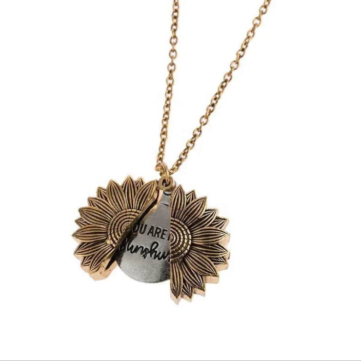 

Wholesale Personalised Monogrammed Gold Sunflower Necklace, As pics, customised