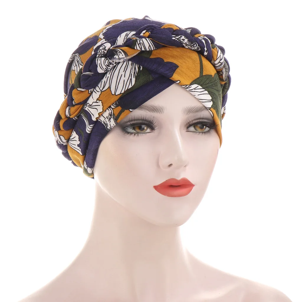 High Quality Floral Pattern Headscarf Hat Polyester Muslim Hijab Cap Decoration for Women's Outdoor