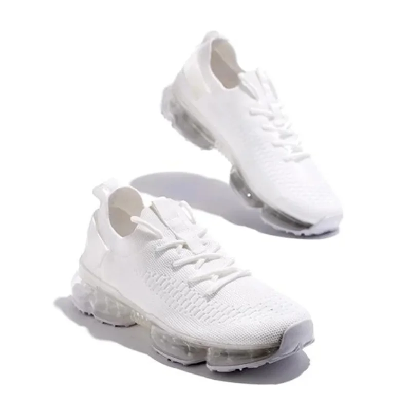 

Free Shipping Thick-soled Solid Color Lace-up Flying Woven Shoes Sneakers Casual Shoes For Women, As pictures