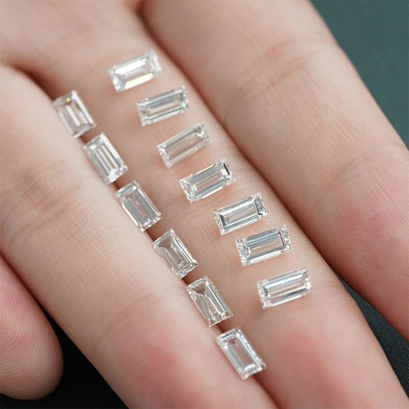 DEF VS baguette Wholesale Loose Lab Grown Diamonds Custom Diamond  White Gold Ring Earrings