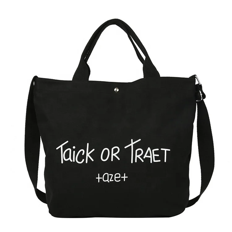 

Personalized Plain Organizer Grocery Shoulder Sling Blank Custom Logo Zipper Cotton Cross Body Canvas Bag, Black ,white