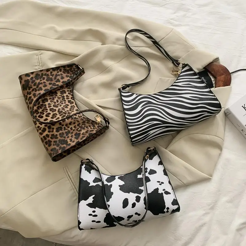 

Female Daily Design Purse Pouch Fashion Zebra Print Women Luxury Handbag Pu Leather Simple Underarm Shoulder Bags