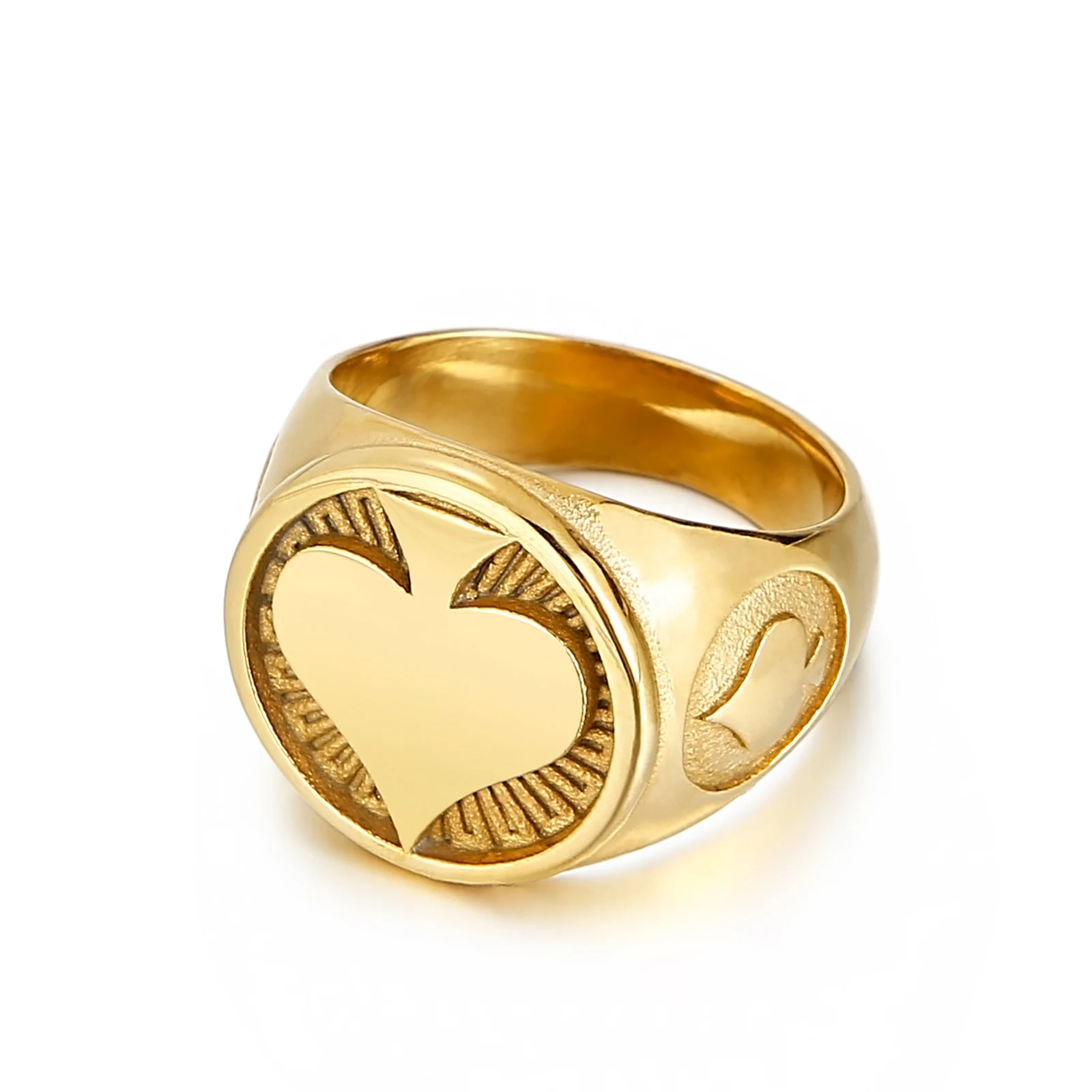 

KALEN Punk Personality Peach Heart Men High Quality Stainless Steel Jewelry Ring