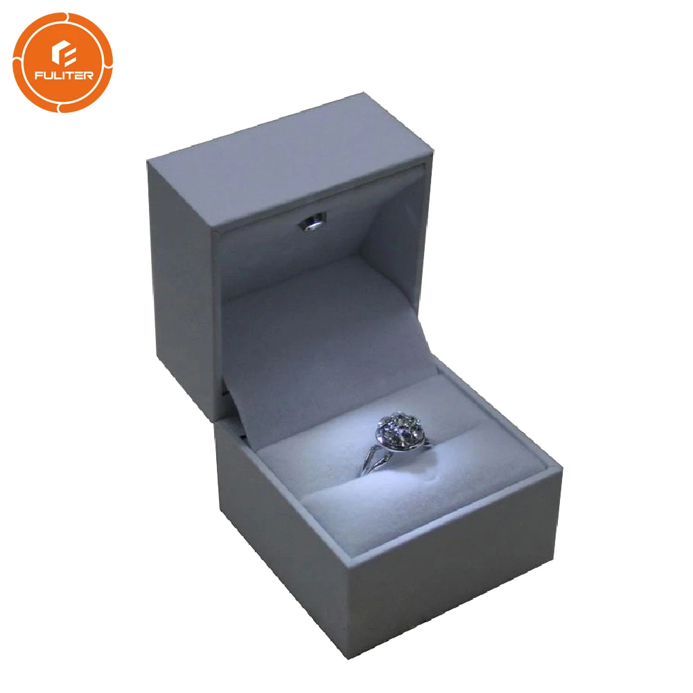 

Custom Color Recycled Paper Slim Led Light Engagement Wedding Ring Box With Velvet