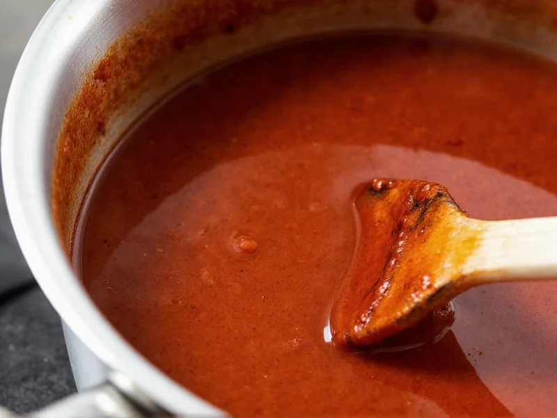 Carolina vinegar barbecue sauce simmering in saucepan