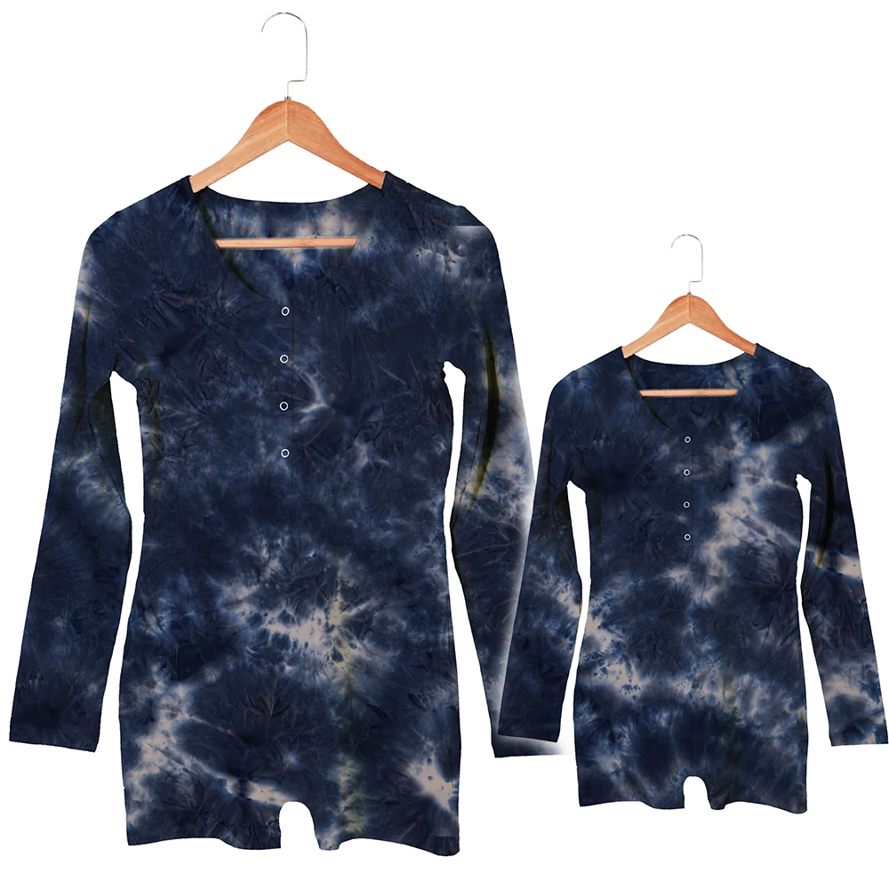 
Fall Clothing Mommy and Me Outfits Casual Dresses Family Matching Clothes Plus Size Long Sleeve Custom Tie Dye Jumpsuit 