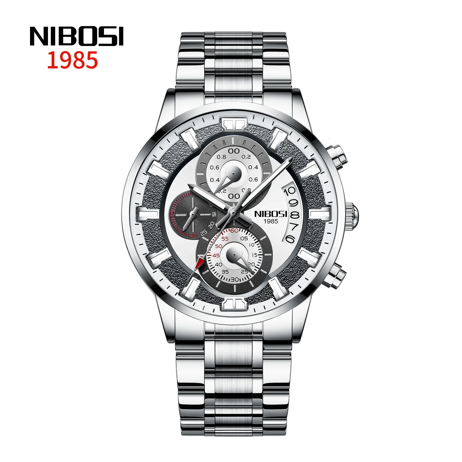 

NIBOSI 2382 Fashion Men Chronograph Watch 2021 Luxury Watch Male Stainless Sports Military Wristwatch Waterproof Relogio Mascul