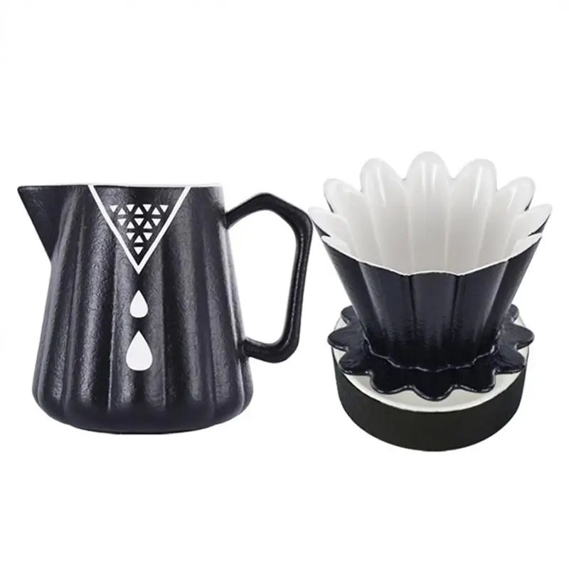 

High Quality Black Magnolia Denudata Food Grade Ceramics Cake Cup Filter Pour Over Coffee Maker V60 Coffee Set