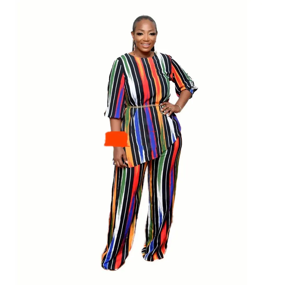 

20325-MX39 striped loose plus size jumpsuits women 2020 sehe fashion