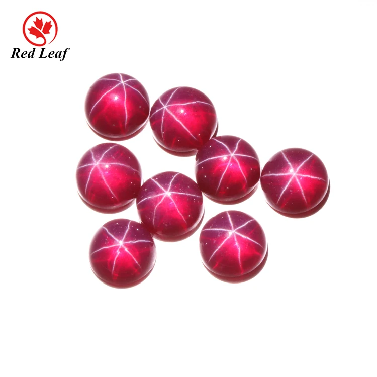 

Redleaf Jewelry Synthetic corundum Red 8.0mm Round Plain convex cut Sparkling Star Ruby