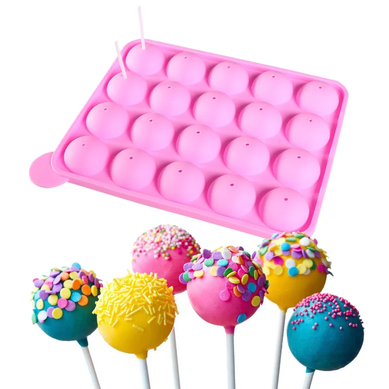 

wholesale 3D ball shape Lollipop geometrico cake mold DIY baking handmade Dessert chocolate candy silicone moulds for sale