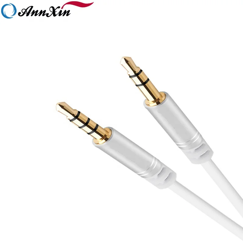 

High quality 4 pole 3.5mm male to male jack audio cable with volume control, Black/white/blue
