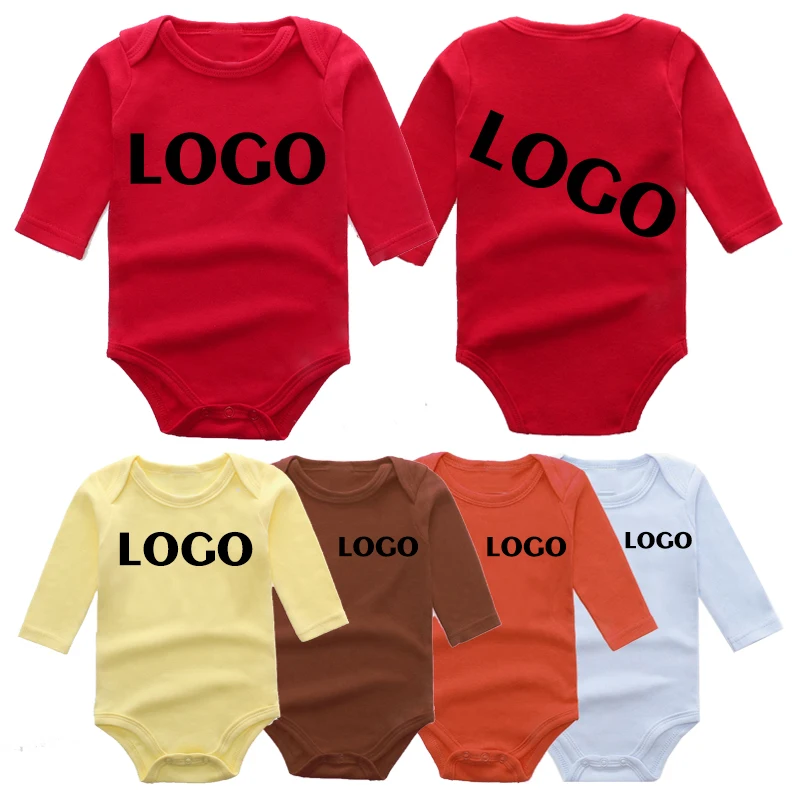 

Hot Sale Autumn And Winter O-neck Plain Babies Long Sleeve High Quality 100% Cotton Romper With Personal logo For Babys, As picture