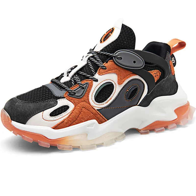 

Men Genuine Leather Breathable Platform Mixed Colors Sneakers Summer Fashion Mesh Man Trainers Footwear Plus Sizes 39-44
