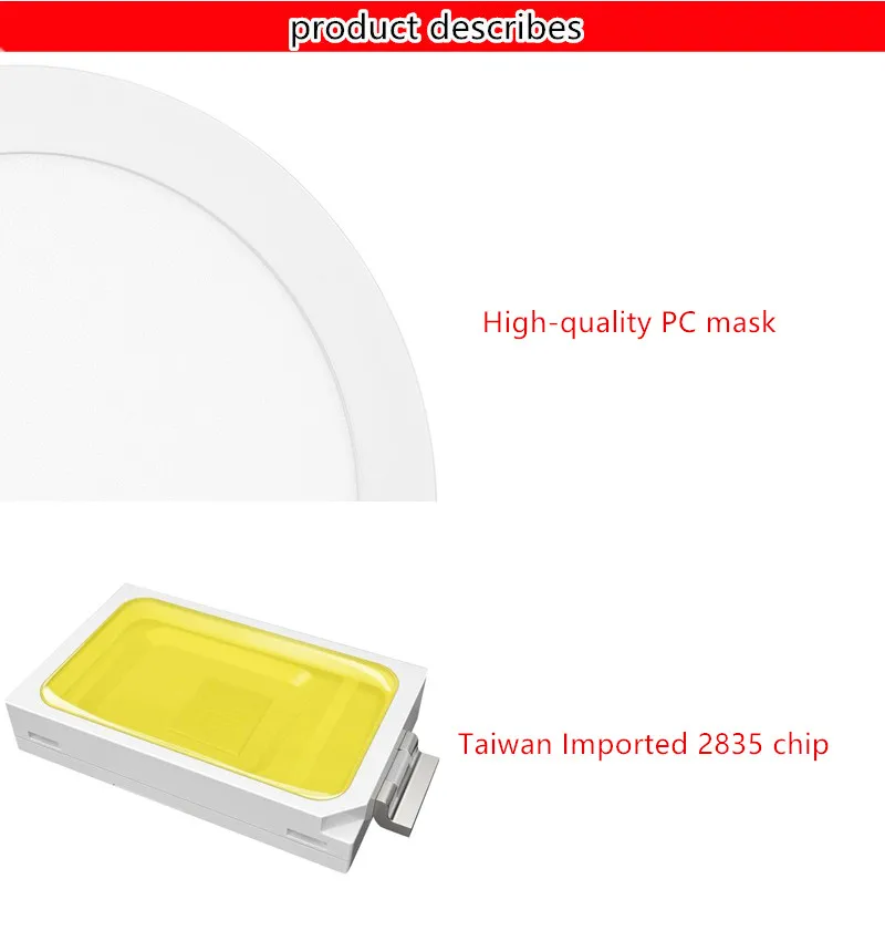 Led Panel light Recessed Kitchen Bathroom Lamp170-265V 3W 6W 9W 12W 15W 18W Warm/Cool White Round Led Celling panel light