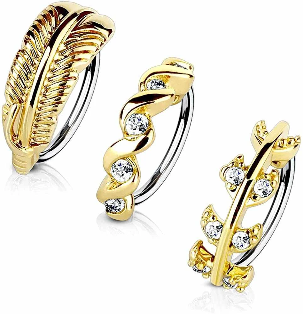 

8mm 20g Nose Ring Piercing Hoop Paved Cz Crawler Surgical Steel Cartilage Earring Set Designer Nose Ring