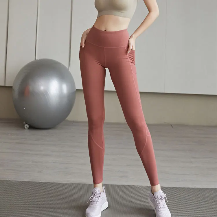 

3 Colors Yoga Pants With 2 Side Pockets High Waisted Custom Logo Fitness Leggings For Women, Accept custom color