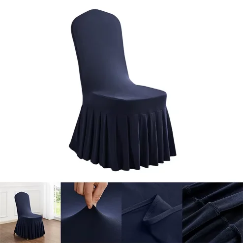 White Polyester Chair Slipcover Elastic Washable Chair Cover for Wedding Hotel Banquet Meeting