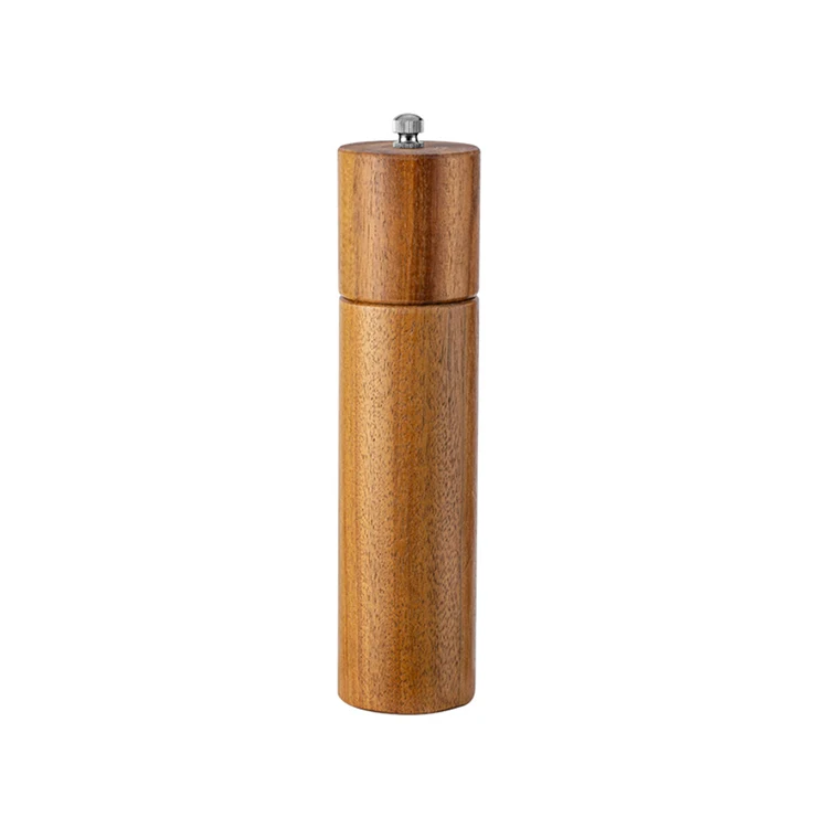 

A1090 Household Sea Salt Pepper Grinder Acacia Cylindrical Pepper Grinder Kitchen Accessories Stainless Steel Pepper Mill, Natural