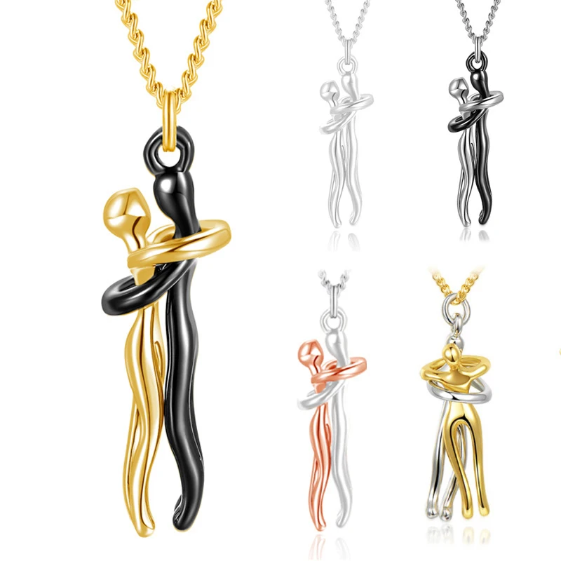 

Fashion couple lovers jewelry exquisite couple hug necklace, As picture shows