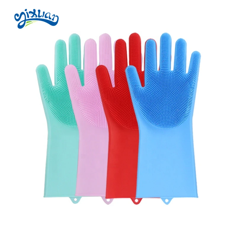 Reusable Silicone Dish Washing Sponge Scrubber Gloves Cleaning Glove Heat Resistant Glove Kitchen Tool for Kitchen