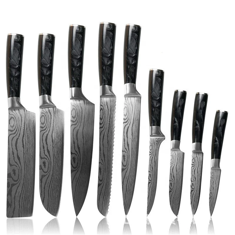 

8PCS Chef Knife Set Ultra Sharp Kitchen Knife Set Cutlery set Premium German Stainless Steel Knife