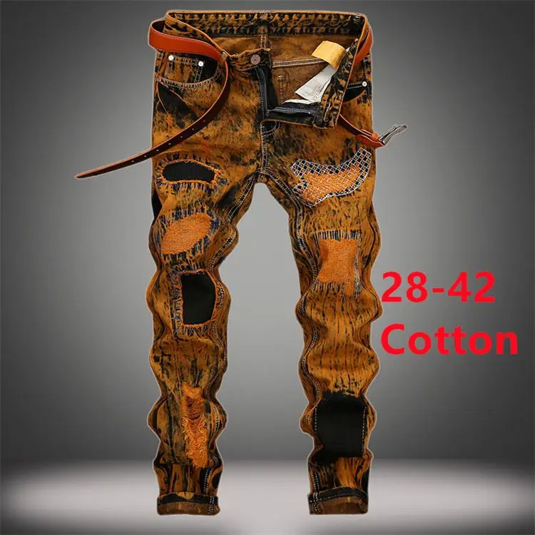 

Custom Fashion Low Moq Stylish Ripped Plus Size Straight Leg Skinny Trouser Pants Denim Men's Distressed Jeans Mens, Picture color