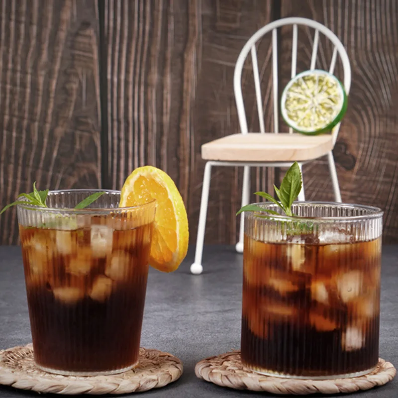 

High borosilicate glass vertical pattern coffee cup and milk tea cup, Clear