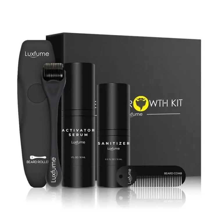 

Wholesale Custom Logo 4pcs Gift Set Men Care Beard Growth Kit Witg Derma Roller