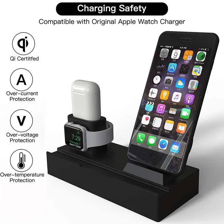 Factory Supply Desktop Wireless Charging Station for Mobile Phone Tablet Watch Earpods 