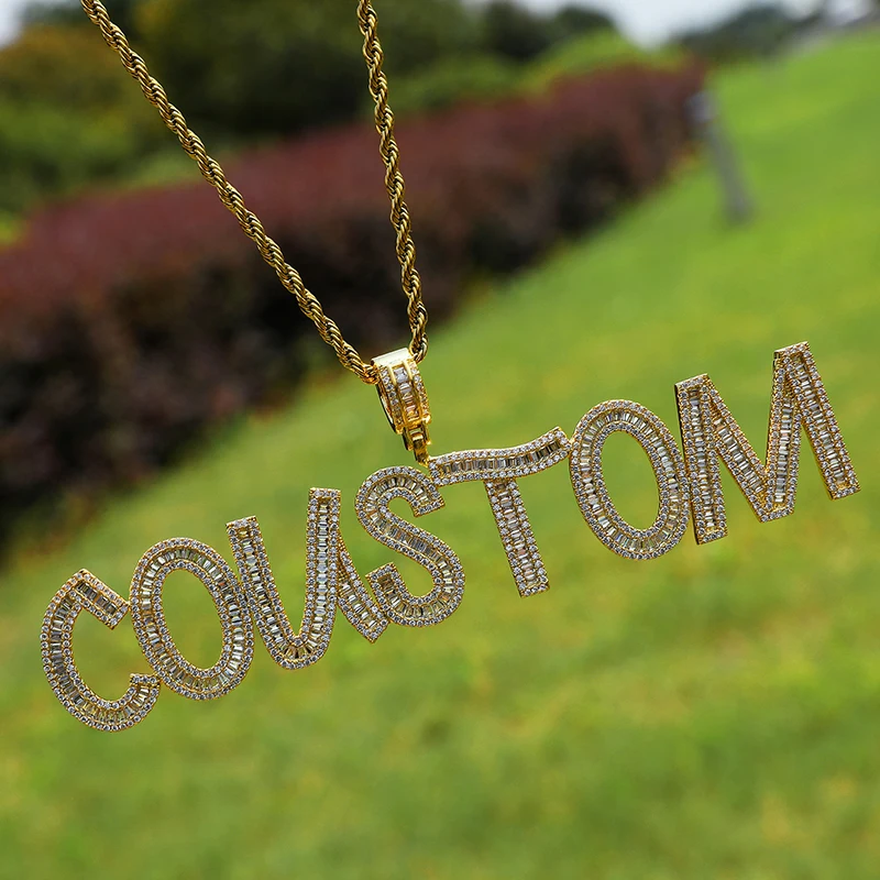 

Hip Hop Personalized Fashion Necklace Gold Silver Custom Diamond Name Necklace