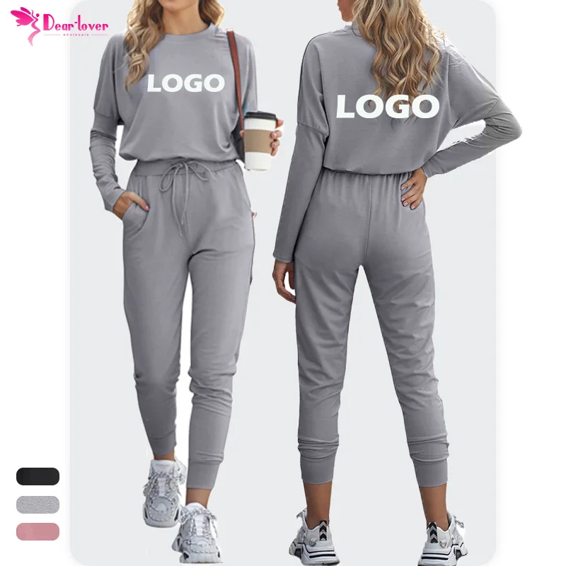 

Custom Logo Activewear Sweatsuit Two Piece Drawstring Tracksuits For Women