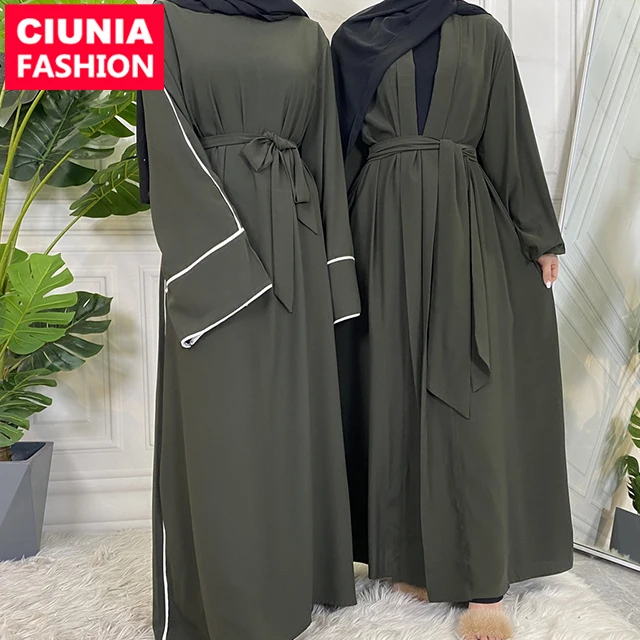 

1876# Solid Color Cardigan Abaya Dress Latest Designs Kimono Women Dubai Muslim Dresses, 8 colors