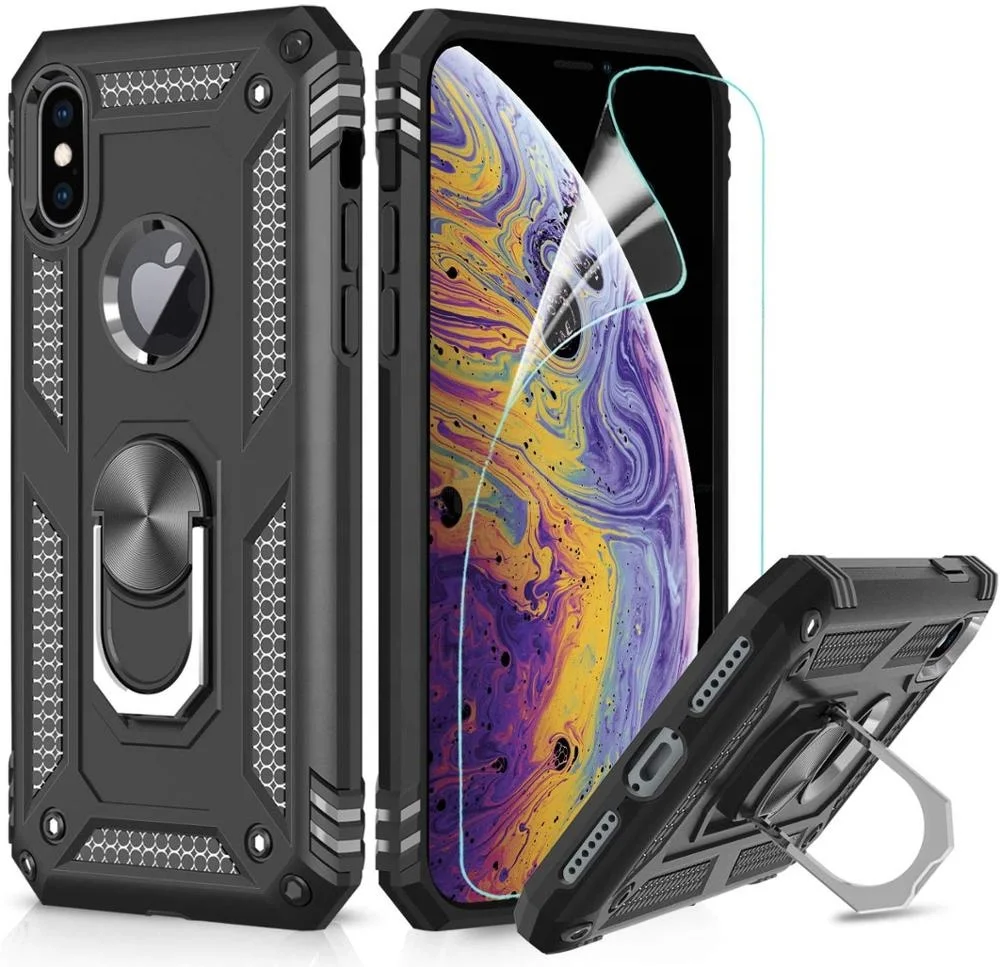 

LeYi Mobile Phone Accessories Back Cover with Ring Holder Shockproof Armor Phone Case for Iphone 13 11 12 pro max X XS, Colors optional