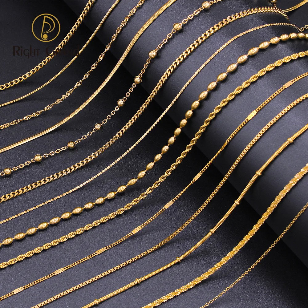 

Punk Cuban Link Chain Stainless Steel Necklace Men Women Jewelry Gold Plated multiple sizes Snake chain Figaro Chain