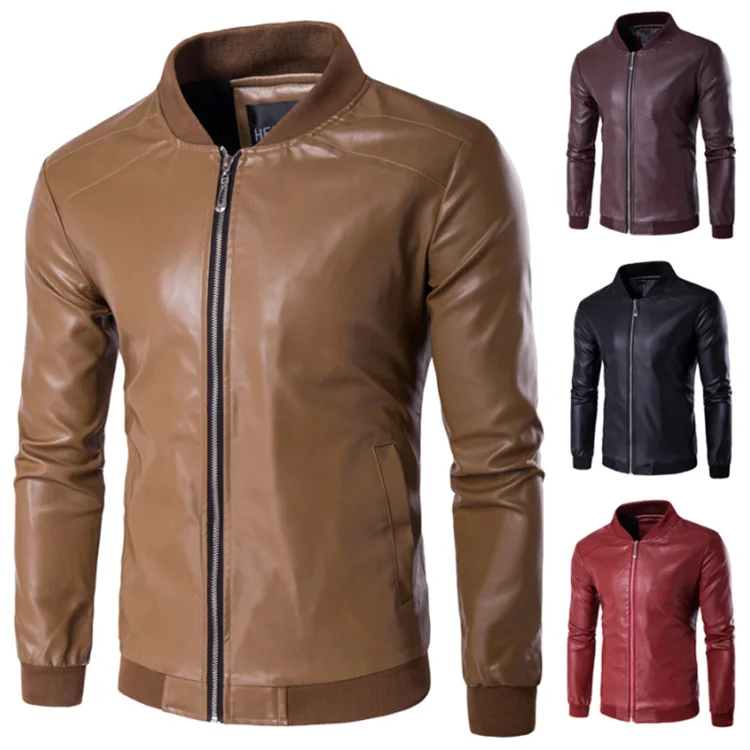 

2021 latest design zipper leather jacket men's jacket