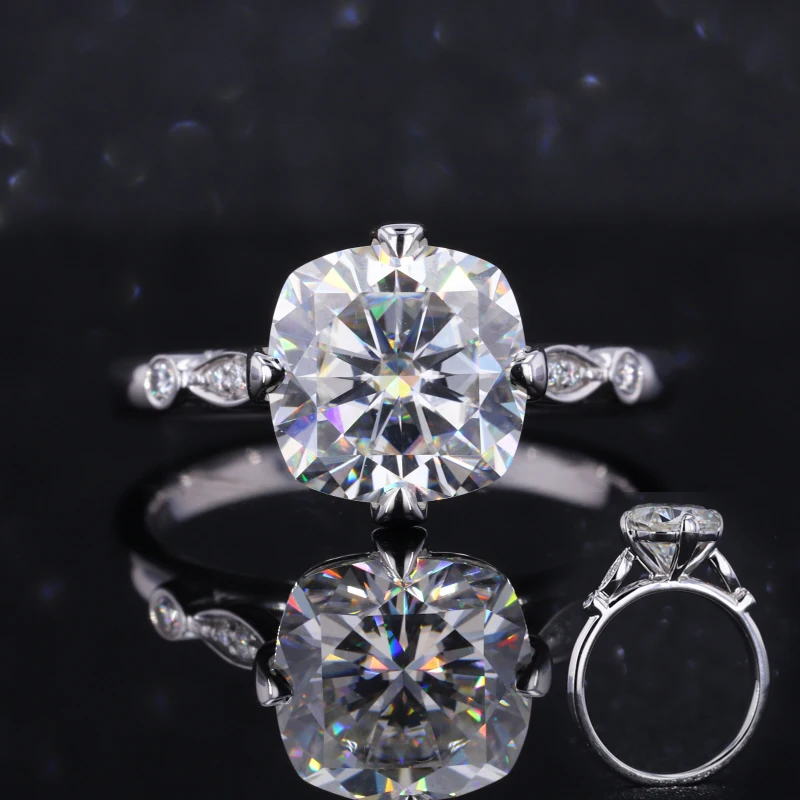 

Starsgem trendy cushion cut moissanite vvs diamond 14K solid gold filled bride ring gold, Def white color