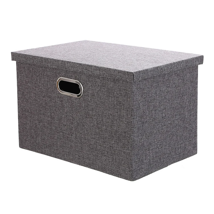 

Amazon Hot Sale New Design Ideas Eco-friendly New Cotton-Linen Folding Home Receiving Fabric Underwear Storage Box, Grey